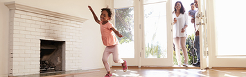Family entering new home