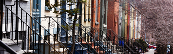 Staircases of small buildings in Albany, NY.