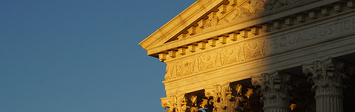 The US Supreme Court at dusk.