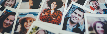 Collection of polaroid photos of different people.