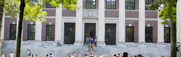 View of Widener Library on Harvard campus.