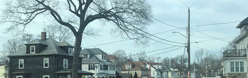 View of a residential street in Brockton, MA.