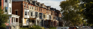 Row of townhouses in Strawberry Mansion, a working-class neighborhood in Philadelphia.