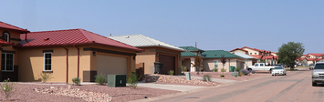 Street of one-story homes