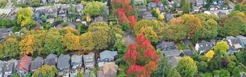 Aerial view of residential neighborhood.