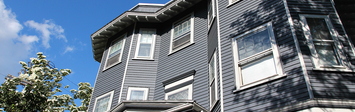 Triple-decker building in Cambridge, Massachusetts.