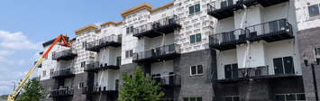 Apartment building under construction.
