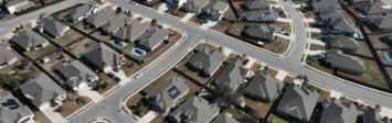 Aerial view of dense neighborhood